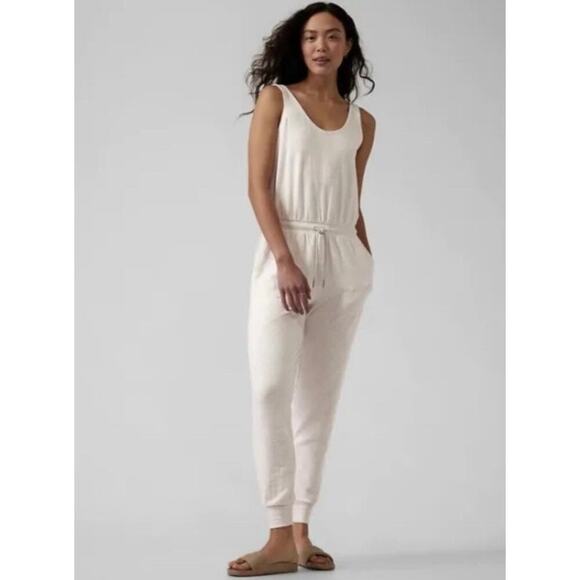 Athleta Cream Balance Jumpsuit Sz.L - Picture 1 of 15